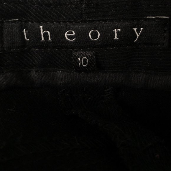 Theory Corduroy Pants 10 Stretch Straight Leg Cords Sexy Moto Black - Picture 10 of 12